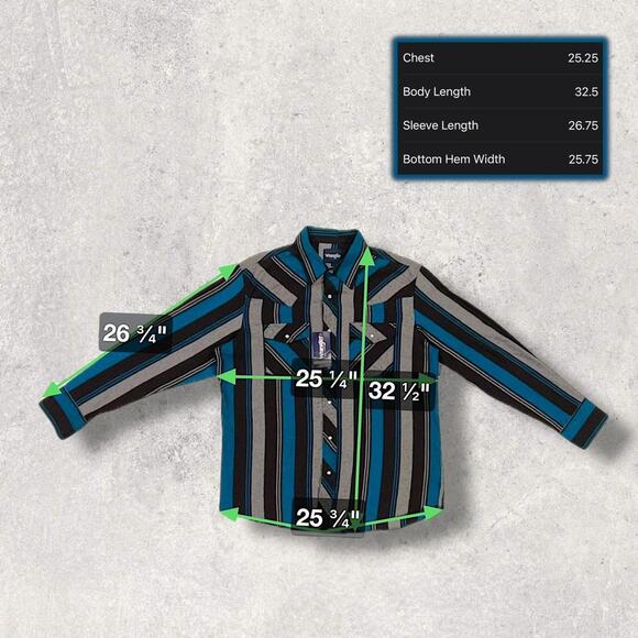 ★ Wrangler (NWT) Western Striped Long Sleeve Wool Button-Up Shirt ★ - Picture 5 of 7